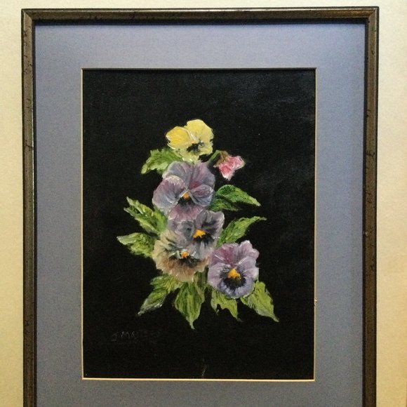 1994 Original painting on canvas board professionally framed flowers signed - Picture 1 of 4